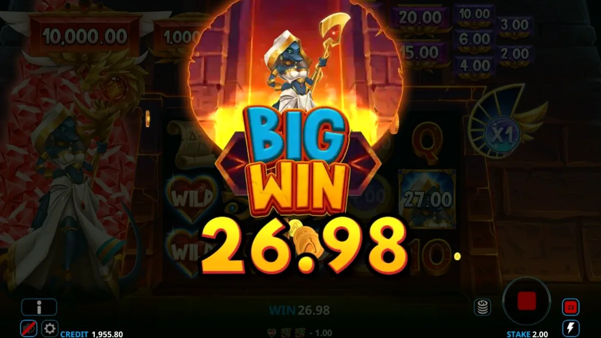 Interface do jogo de slot Ammit Hellfire com tema egípcio