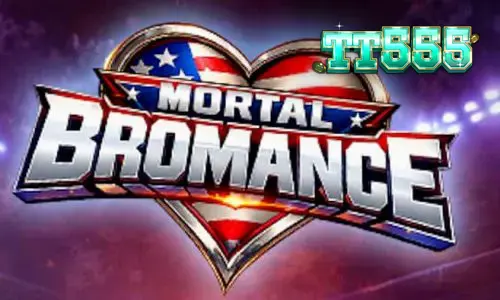 Interface do jogo de slot Mortal Bromance com personagens satíricos